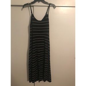 Who What Wear ankle black white stripe dress